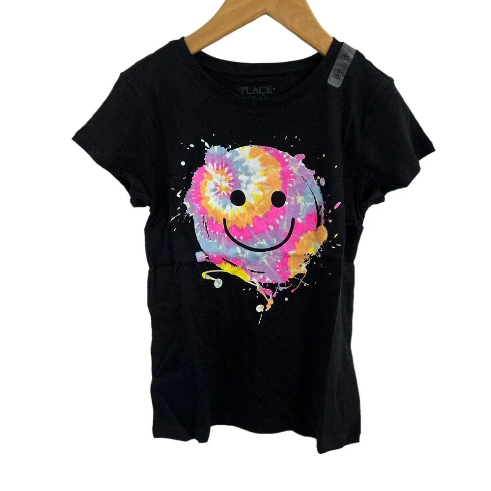 Childrens Place Tie Dye Happy Face Tee‎ Size Small New